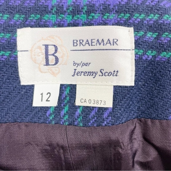 VINTAGE Jeremy Scott Double Breasted Plaid Wool Blazer - Picture 8 of 10